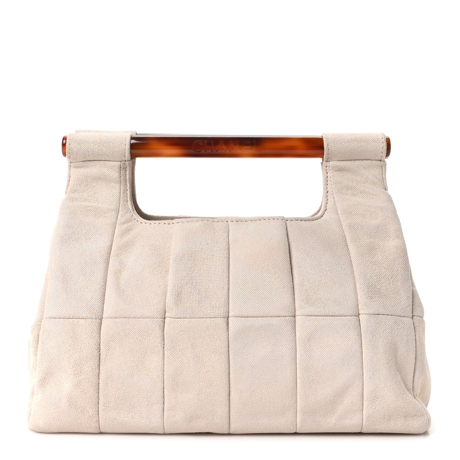 Chanel Metallic Quilted Suede Tortoise Shell Clutch White 1 of 9