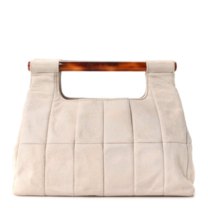 Chanel Metallic Quilted Suede Tortoise Shell Clutch White 1 of 9