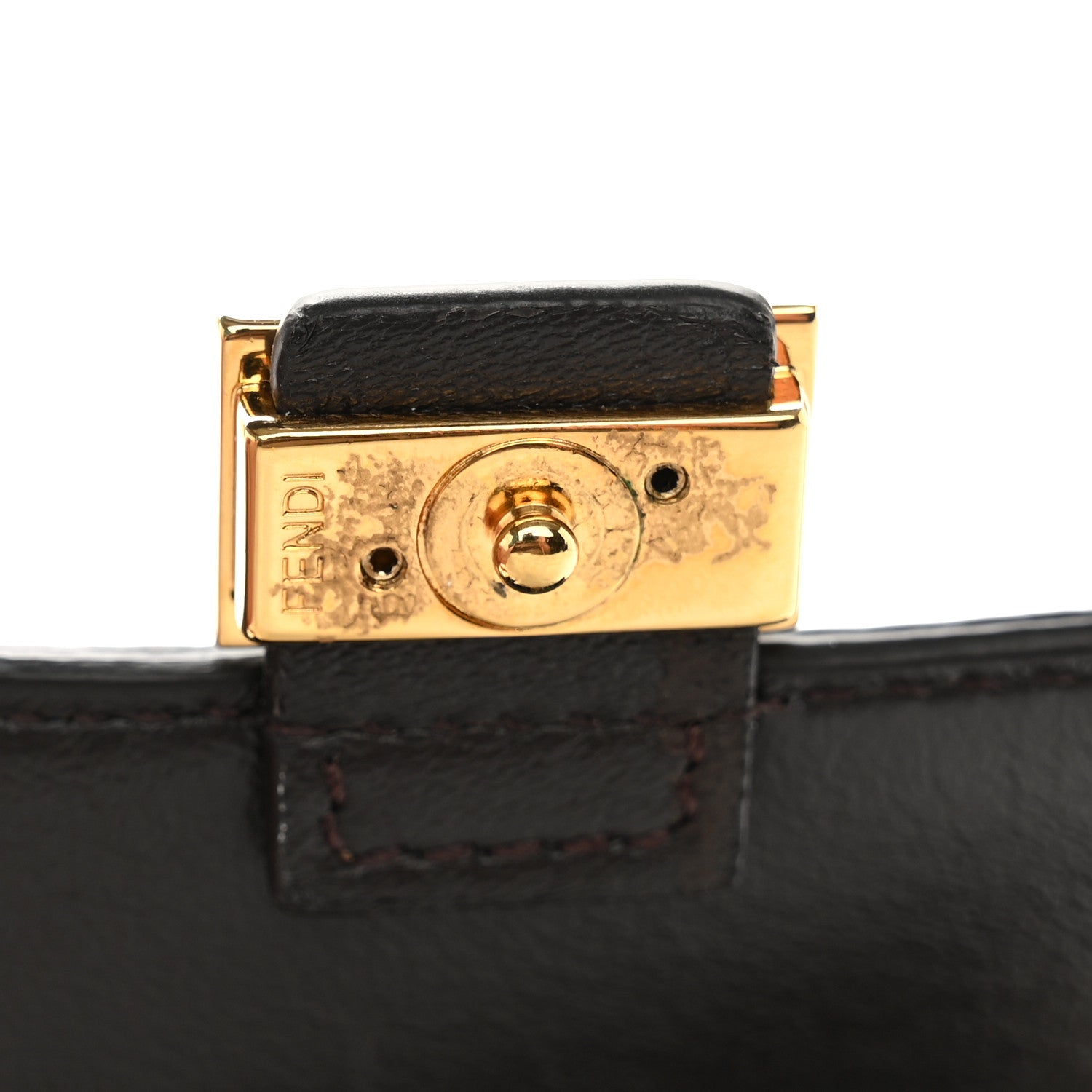 Fendi Glazed Fabric FF 1974 Nano Baguette Charm Mogano Panna 5 of 9