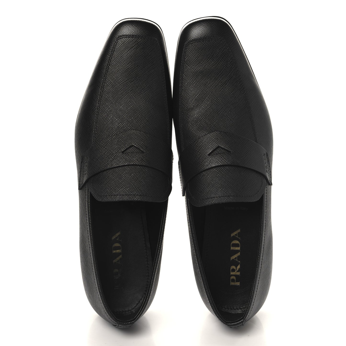 Saffiano Mens Penny Loafers 9 Black