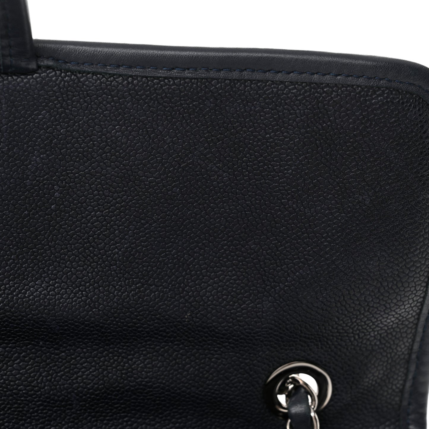 Caviar Quilted Large French Riviera Flap Navy Blue
