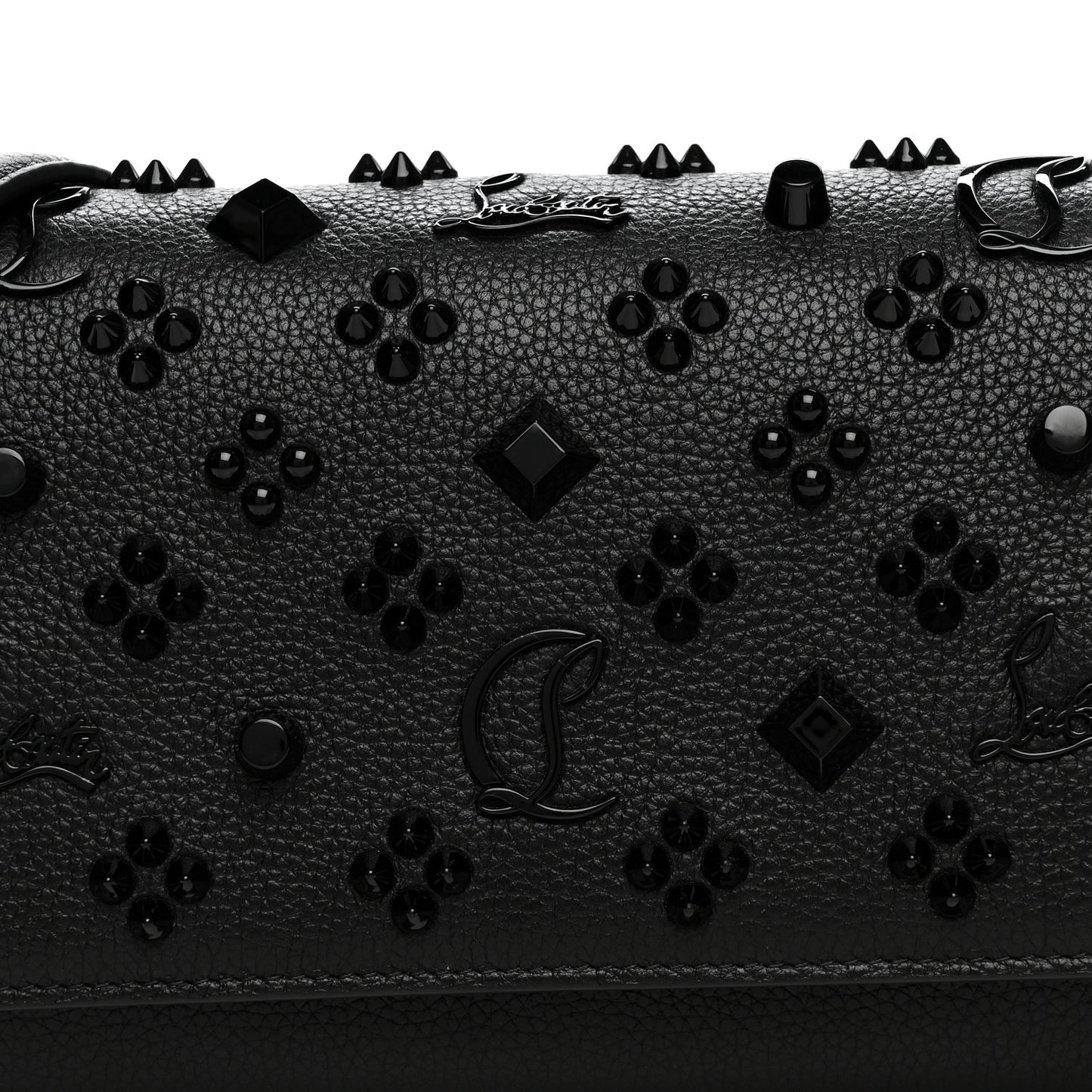 Calfskin Spikes Loubinthesky Paloma Clutch Black