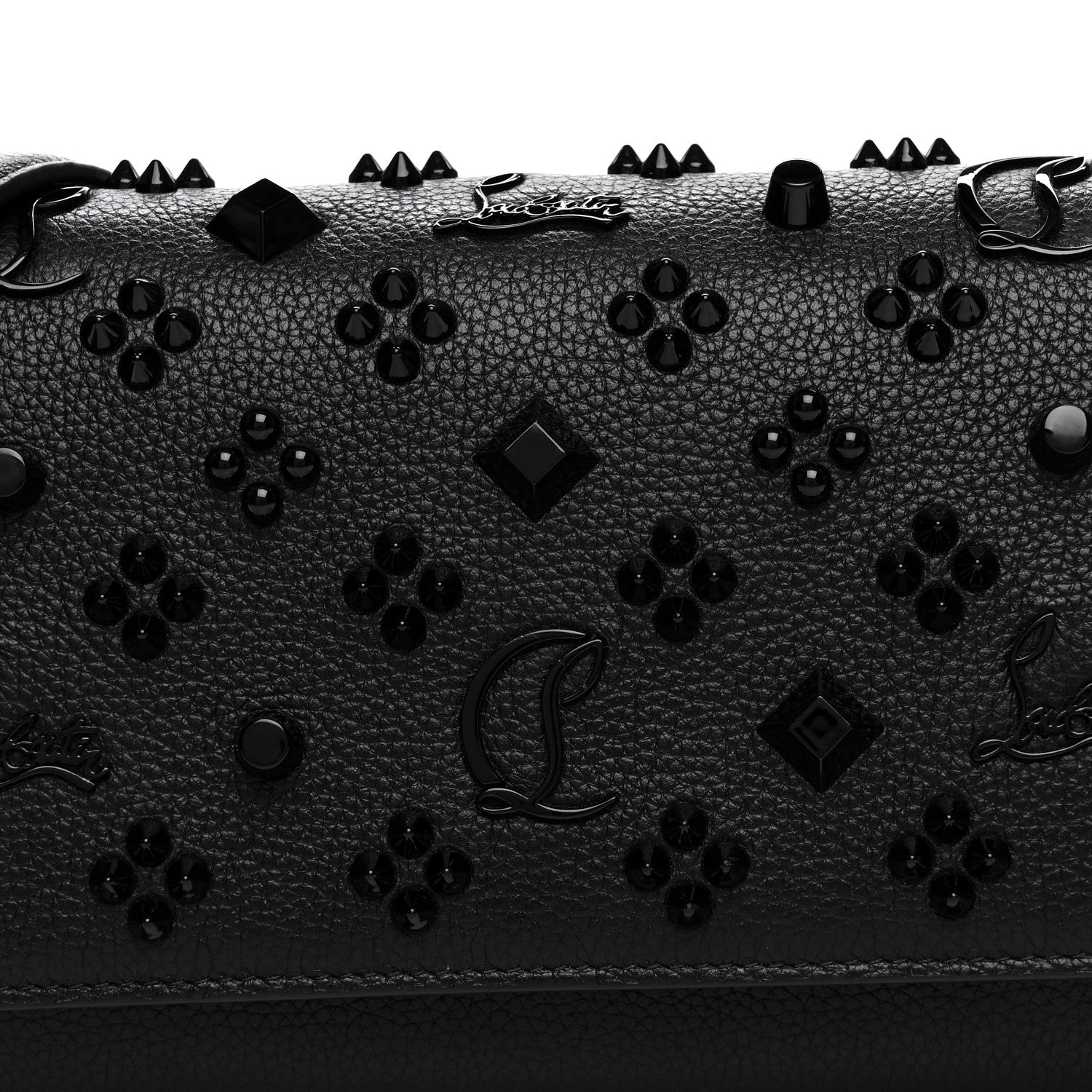 Christian Louboutin Calfskin Spikes Loubinthesky Paloma Clutch Black 8 of 11