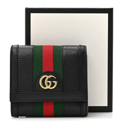 Gucci Textured Dollar Calfskin Web Ophidia Card Case Wallet Black 9 of 9