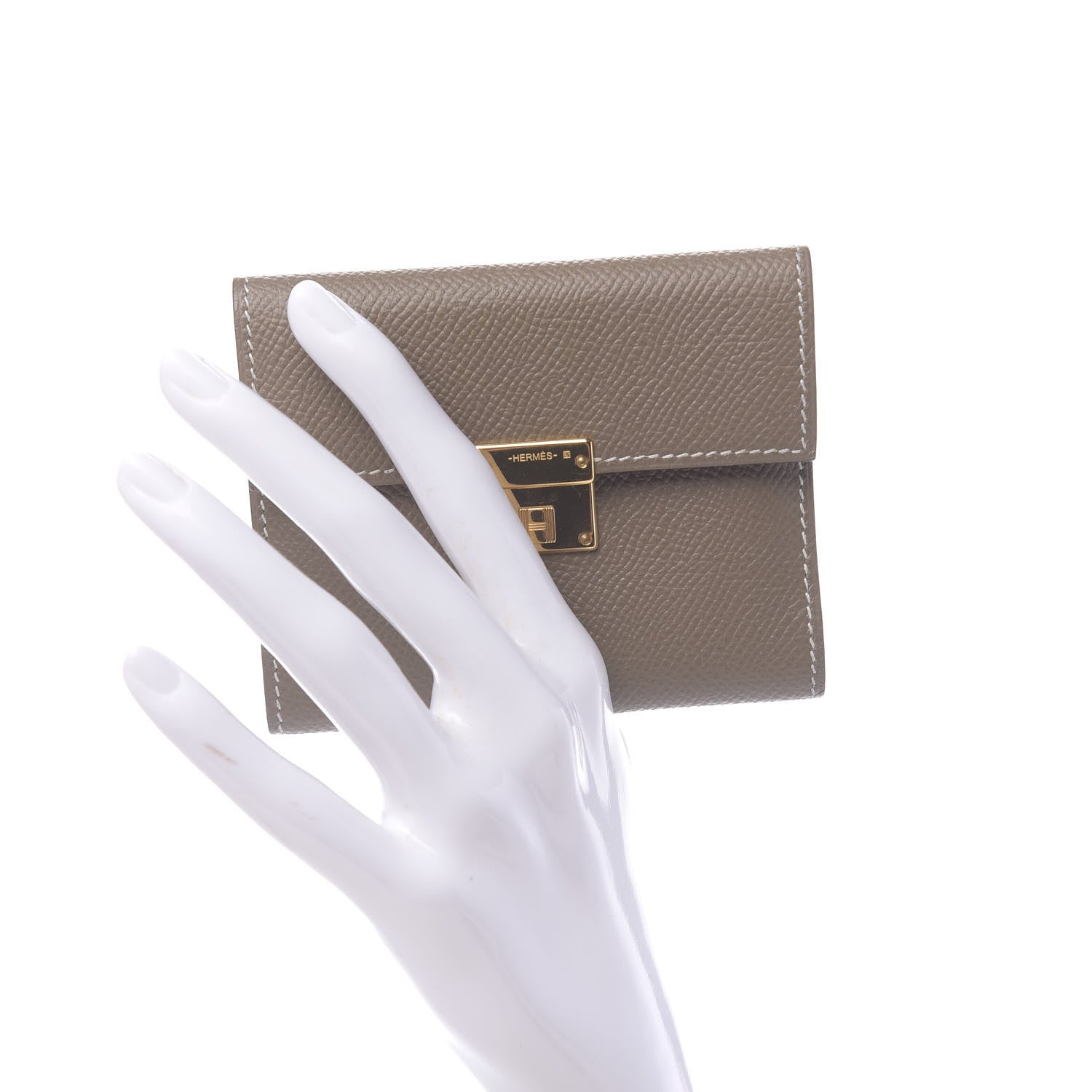 Hermes Epsom Clic Mini Card Holder Etoupe 2 of 8