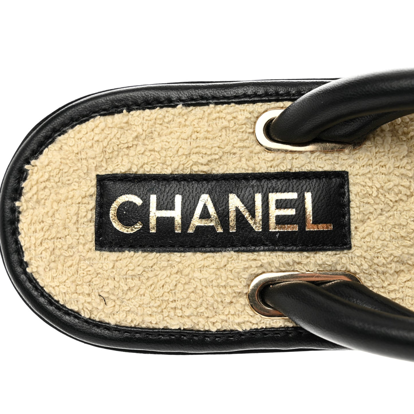 Lambskin CC Thong Sandals 36 Black