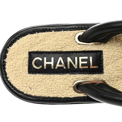 Chanel Lambskin CC Thong Sandals 36 Black 8 of 8