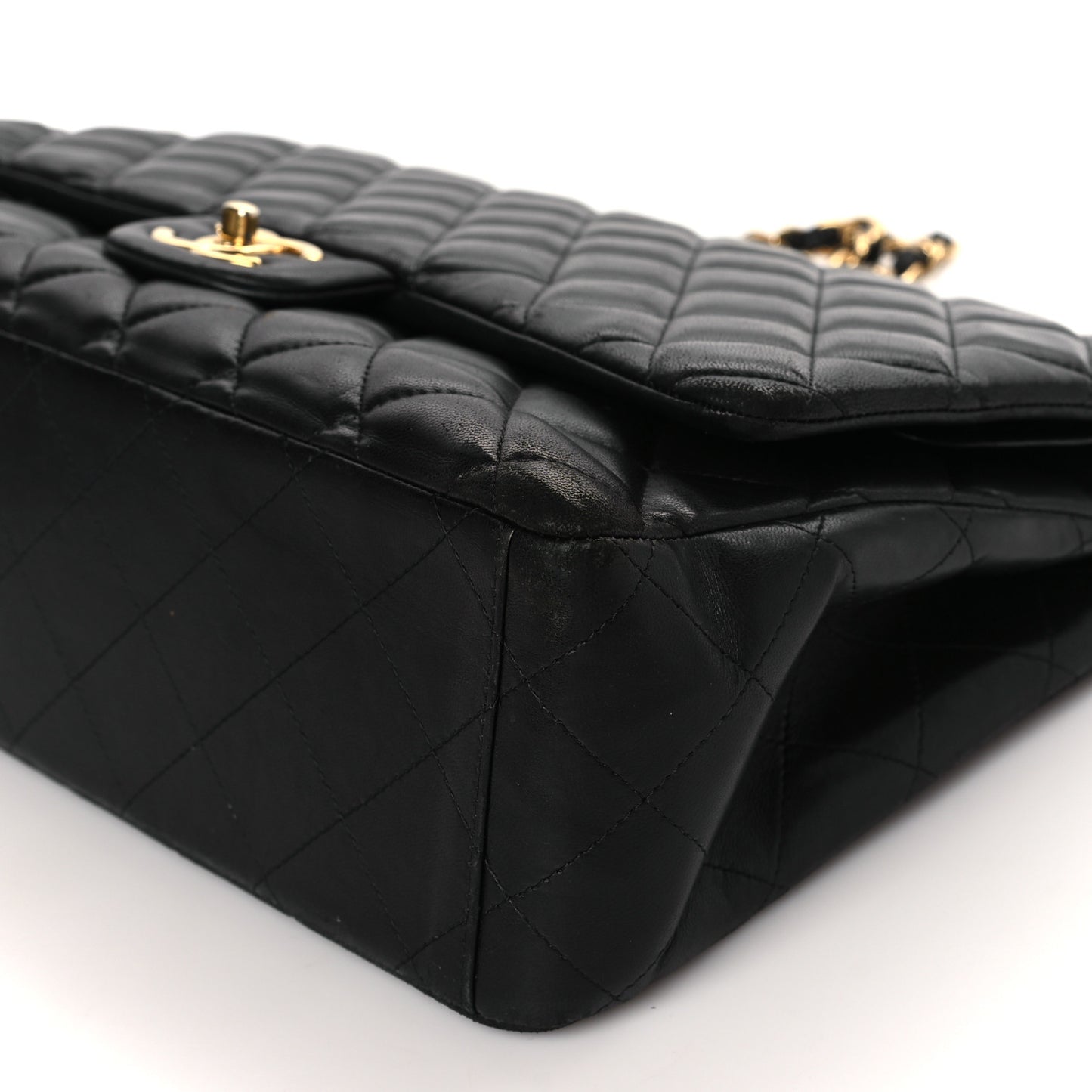 Lambskin Quilted Maxi Double Flap Black
