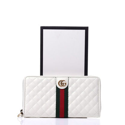 Gucci Calfskin Web Trapuntata GG Zip Around Wallet Off White 8 of 8