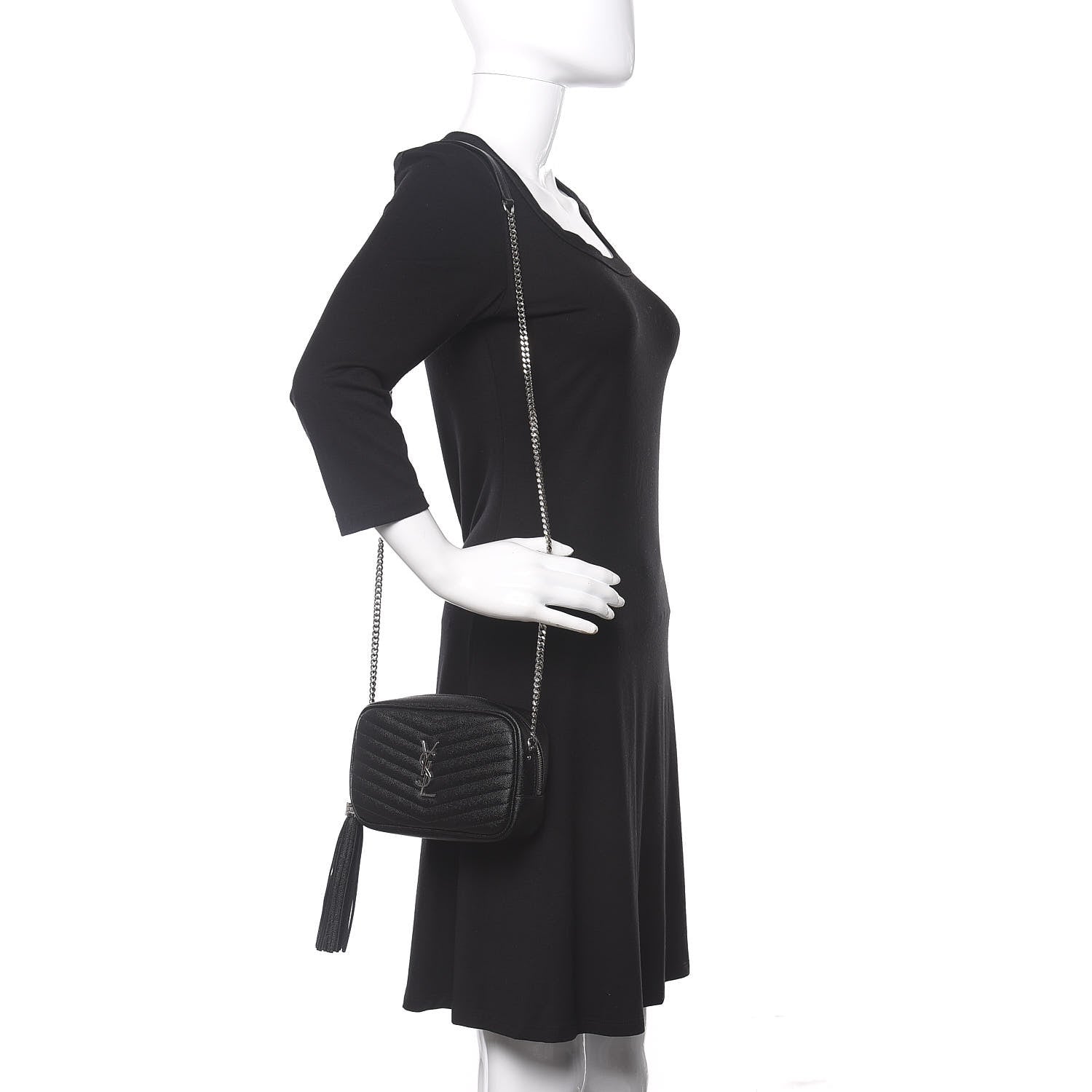 Saint Laurent Grain De Poudre Matelasse Monogram Mini Lou Camera Bag Black 2 of 10