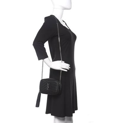 Saint Laurent Grain De Poudre Matelasse Monogram Mini Lou Camera Bag Black 2 of 10