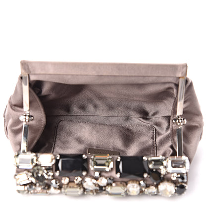 Prada Satin Crystal Clutch Fumo 5 of 8