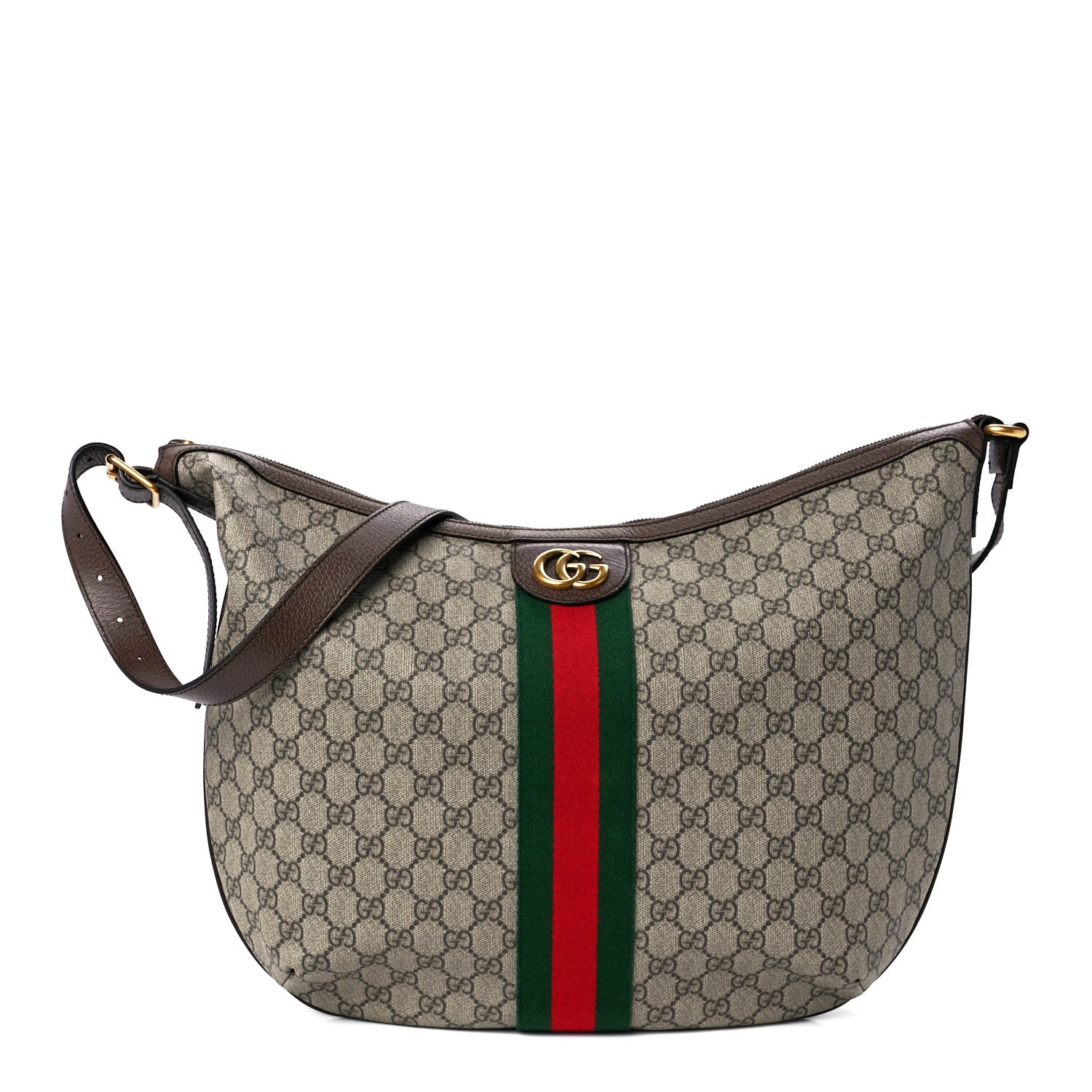 Gucci GG Supreme Monogram Web Ophidia Half Moon Hobo Brown 1 of 12