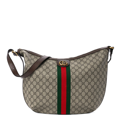 Gucci GG Supreme Monogram Web Ophidia Half Moon Hobo Brown 1 of 12
