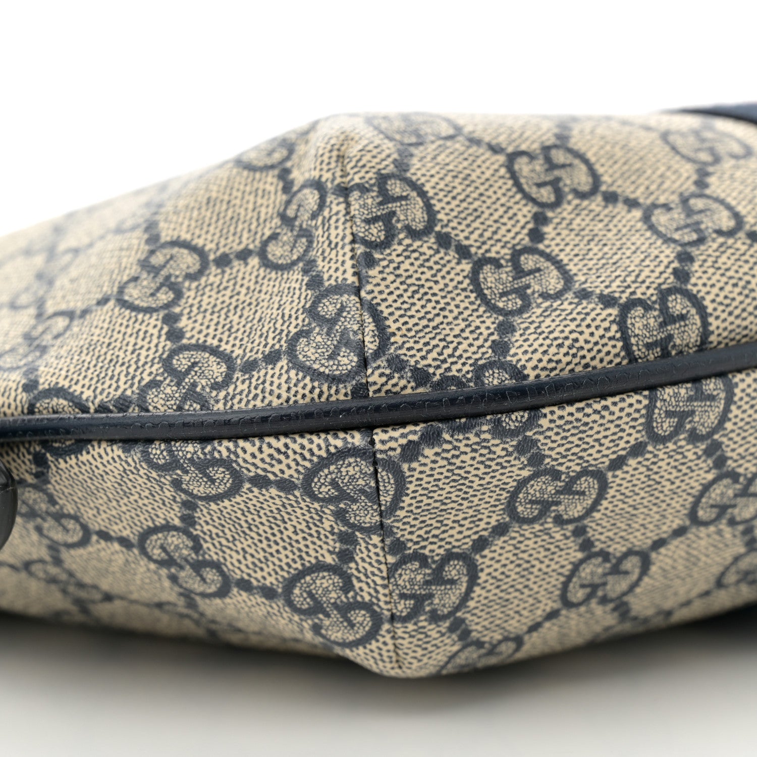 Gucci GG Supreme Monogram Textured Dollar Calfskin Web Small Ophidia Half Moon Hobo Beige Blue 9 of 10