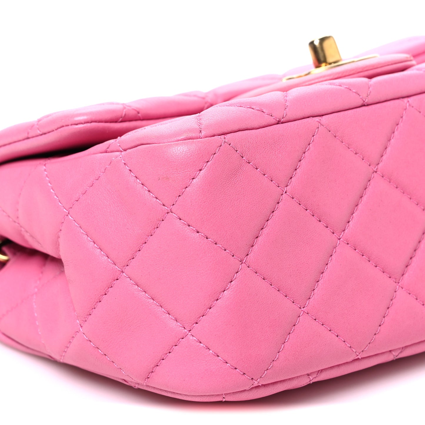 Lambskin Quilted Mini Pearl Crush Flap Pink