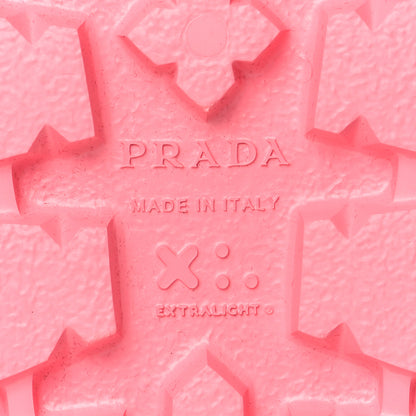 Prada EVA Rubber Triangle Logo Embossed Womens Lug Sole 20mm Slide Sandals 39 Begonia 6 of 9