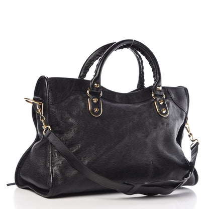Balenciaga Chevre Gold Metallic Edge Hardware City Black 4 of 10