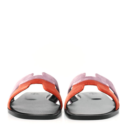 Hermes Velvet Lambskin Oran Sandals 37 Bruyère Orange Canyon 2 of 9