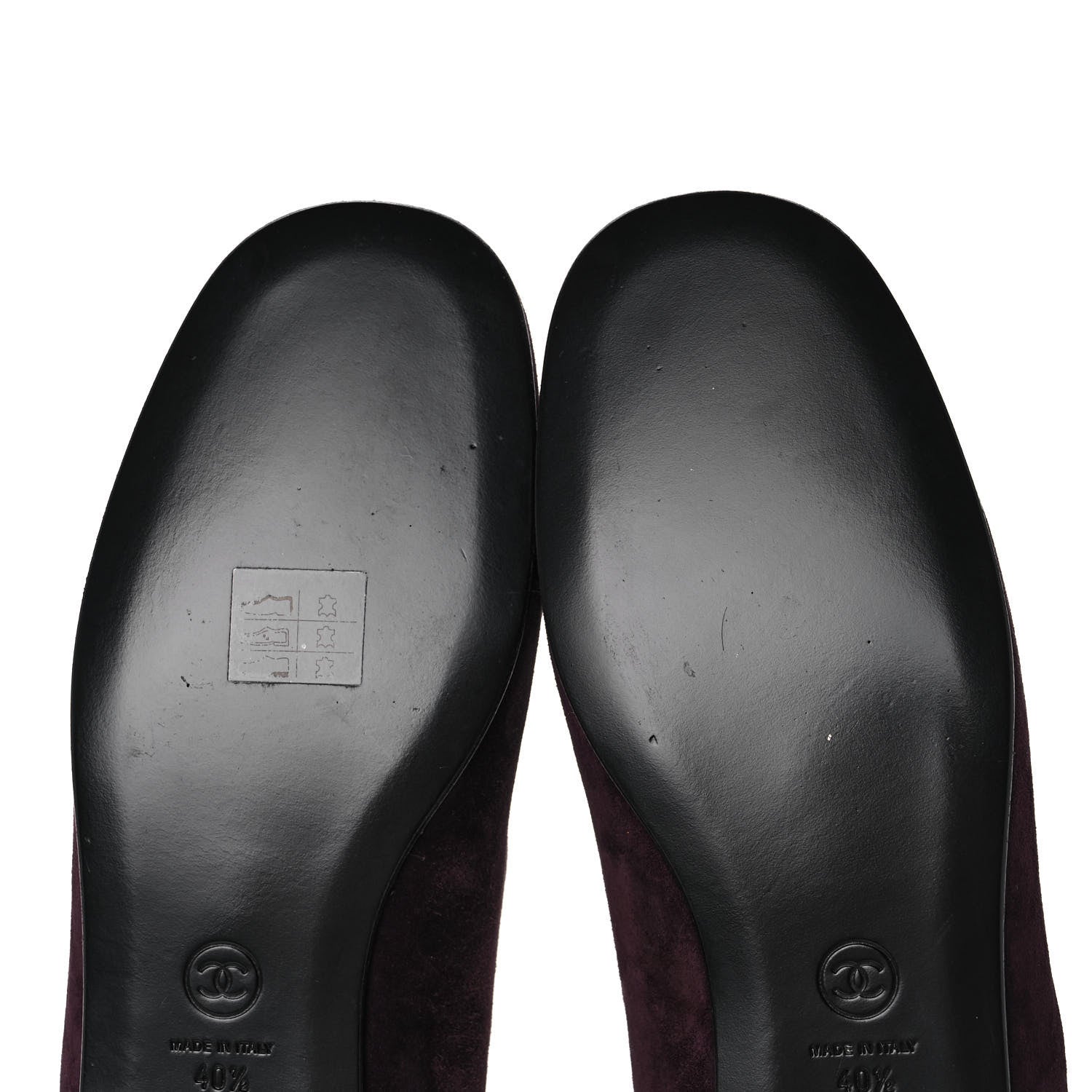 Chanel Suede Calfskin Womens Mocassin CC Flats 40.5 Burgundy 10 of 12