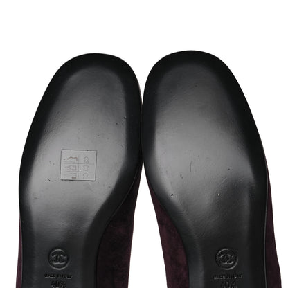 Chanel Suede Calfskin Womens Mocassin CC Flats 40.5 Burgundy 10 of 12