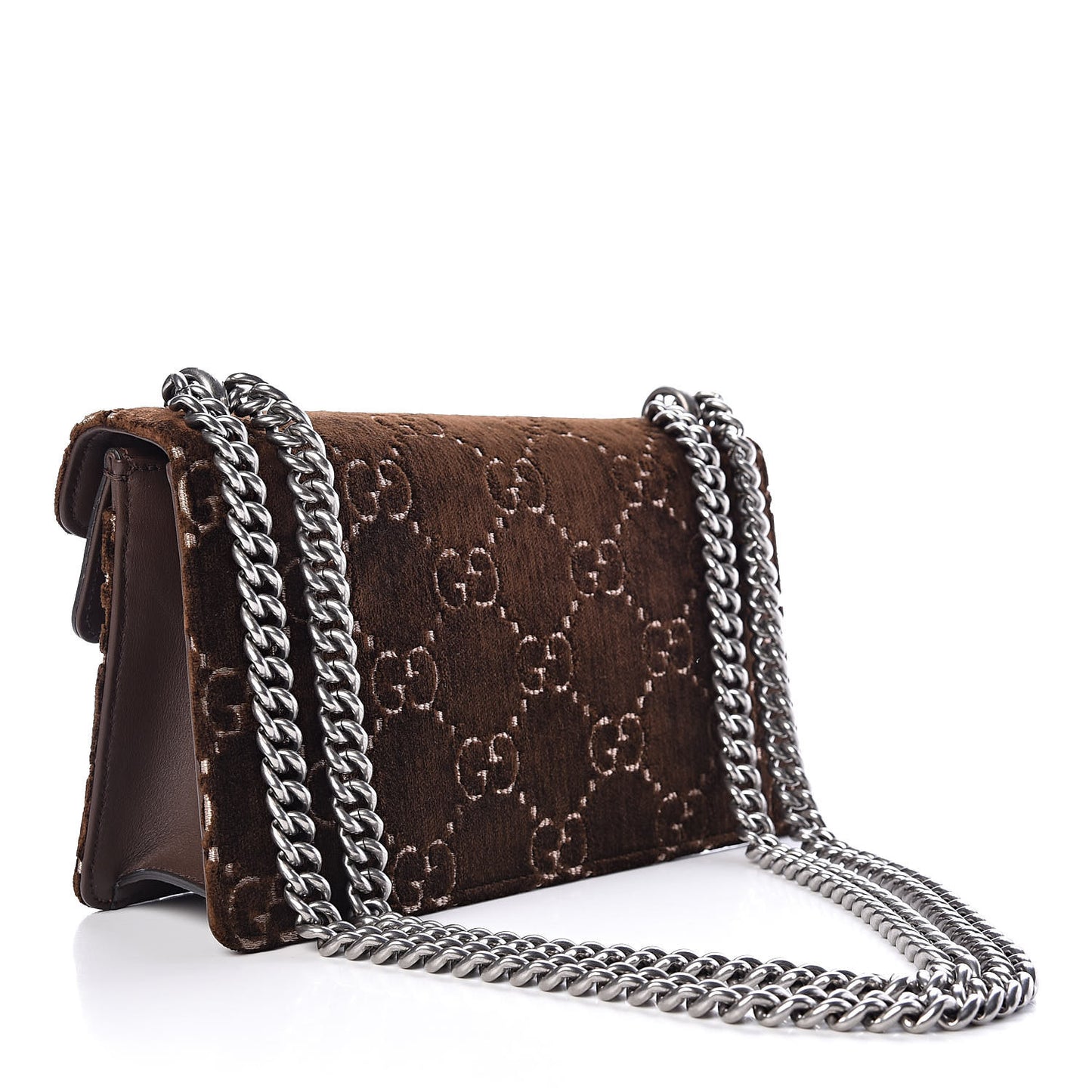 Velvet Moon Calfskin Crystal GG Monogram Small Dionysus Shoulder Bag Brown Vintage Cocoa Black Diamond
