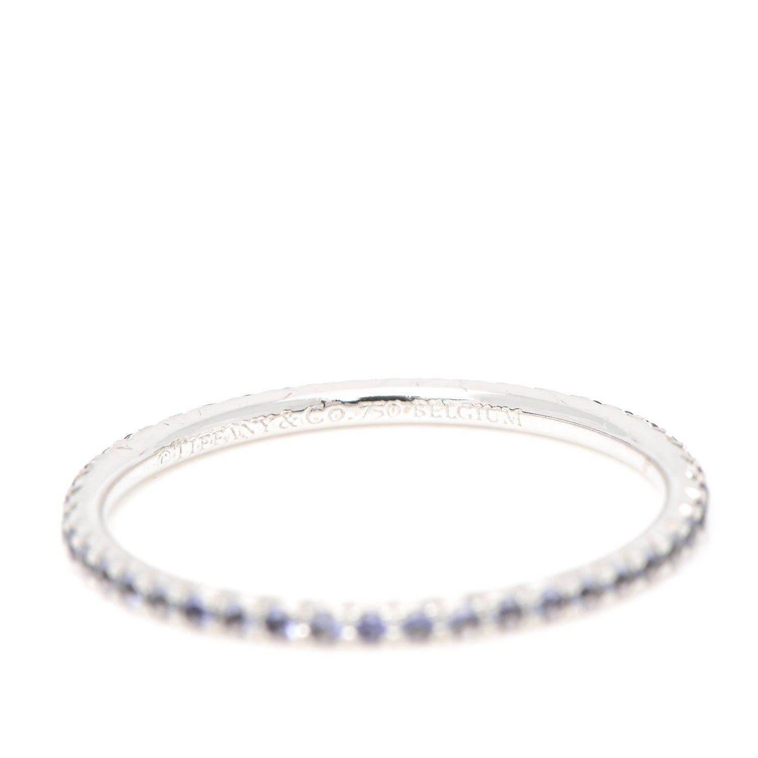 Tiffany 18K White Gold Aquamarine Metro Ring 7 3 of 4