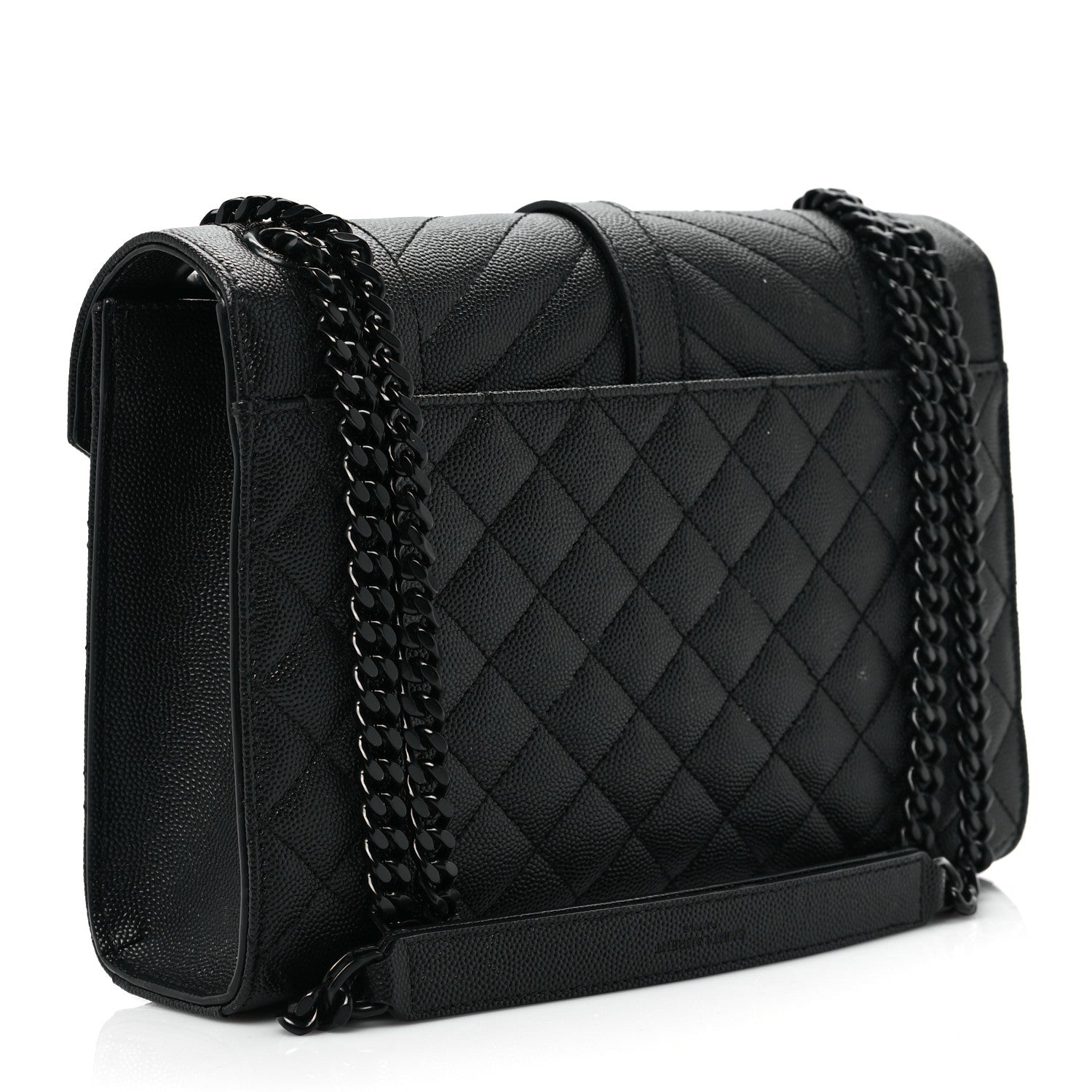 Saint Laurent Grain De Poudre Textured Mixed Matelasse Triquilt Medium Monogram Satchel Black 3 of 8