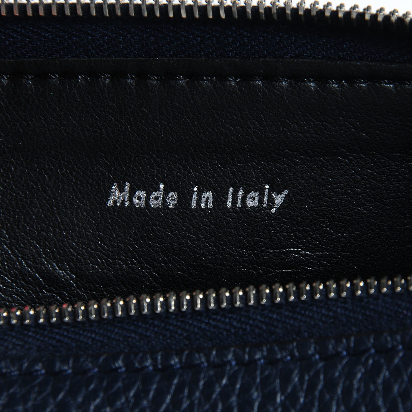 Textured Calfskin Cosmetic Pouch Bag Navy