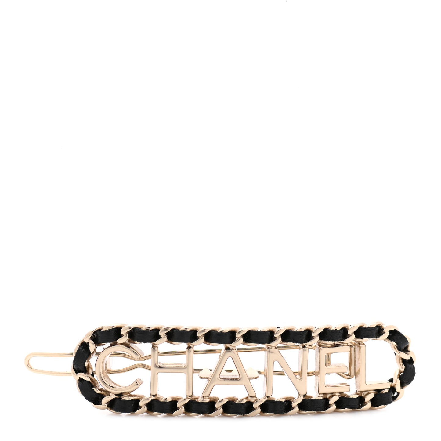 Metal Lambskin Vintage Allure Logo Hair Clip Black Gold