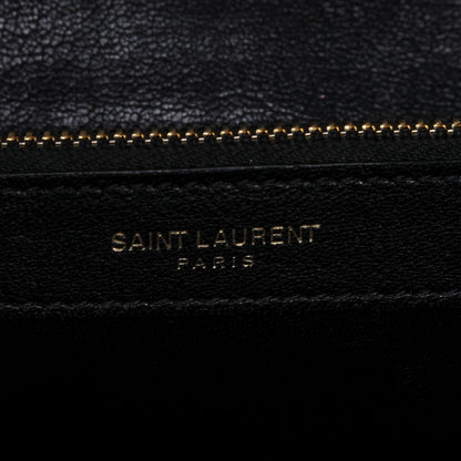 Saint Laurent Sheepskin Matelasse Chevron Monogram Large College Satchel Black 6 of 9