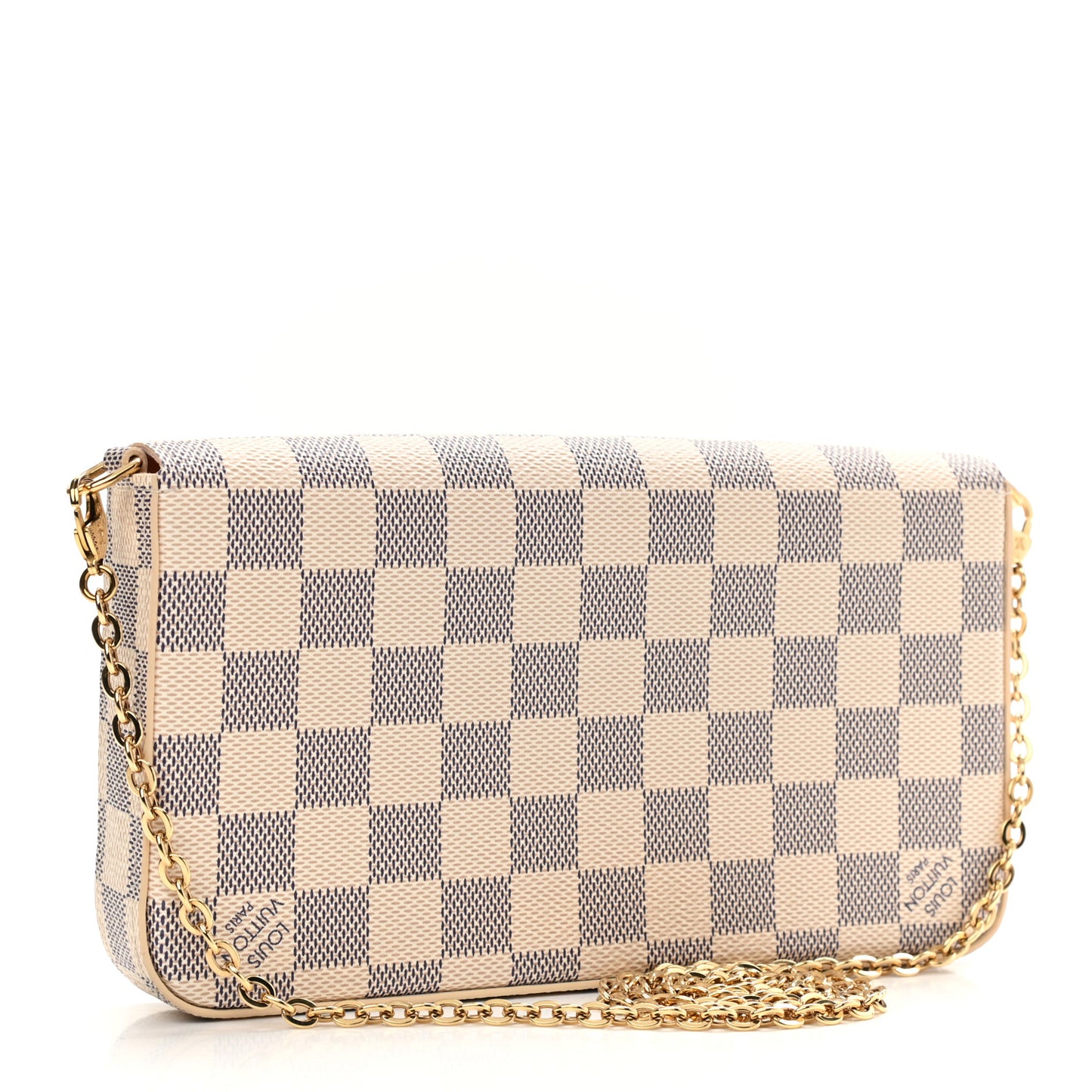 Damier Azur Pochette Felicie Chain Wallet Rose Ballerine