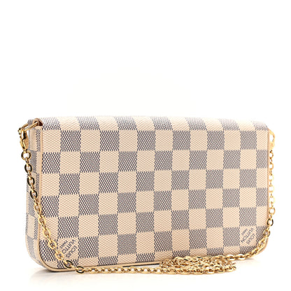 Louis Vuitton Damier Azur Pochette Felicie Chain Wallet Rose Ballerine 4 of 11