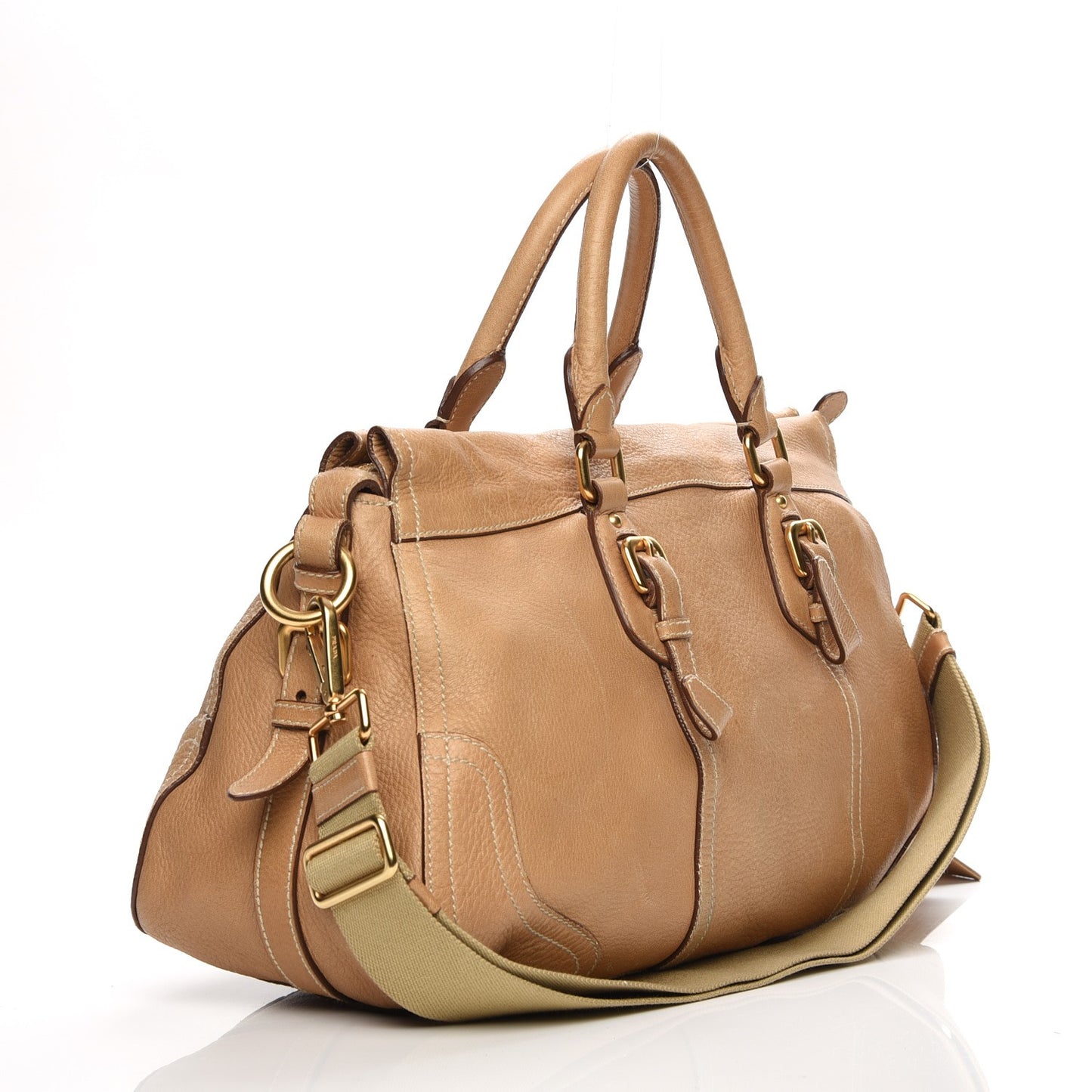 Cervo Deerskin Shopping Satchel Naturale