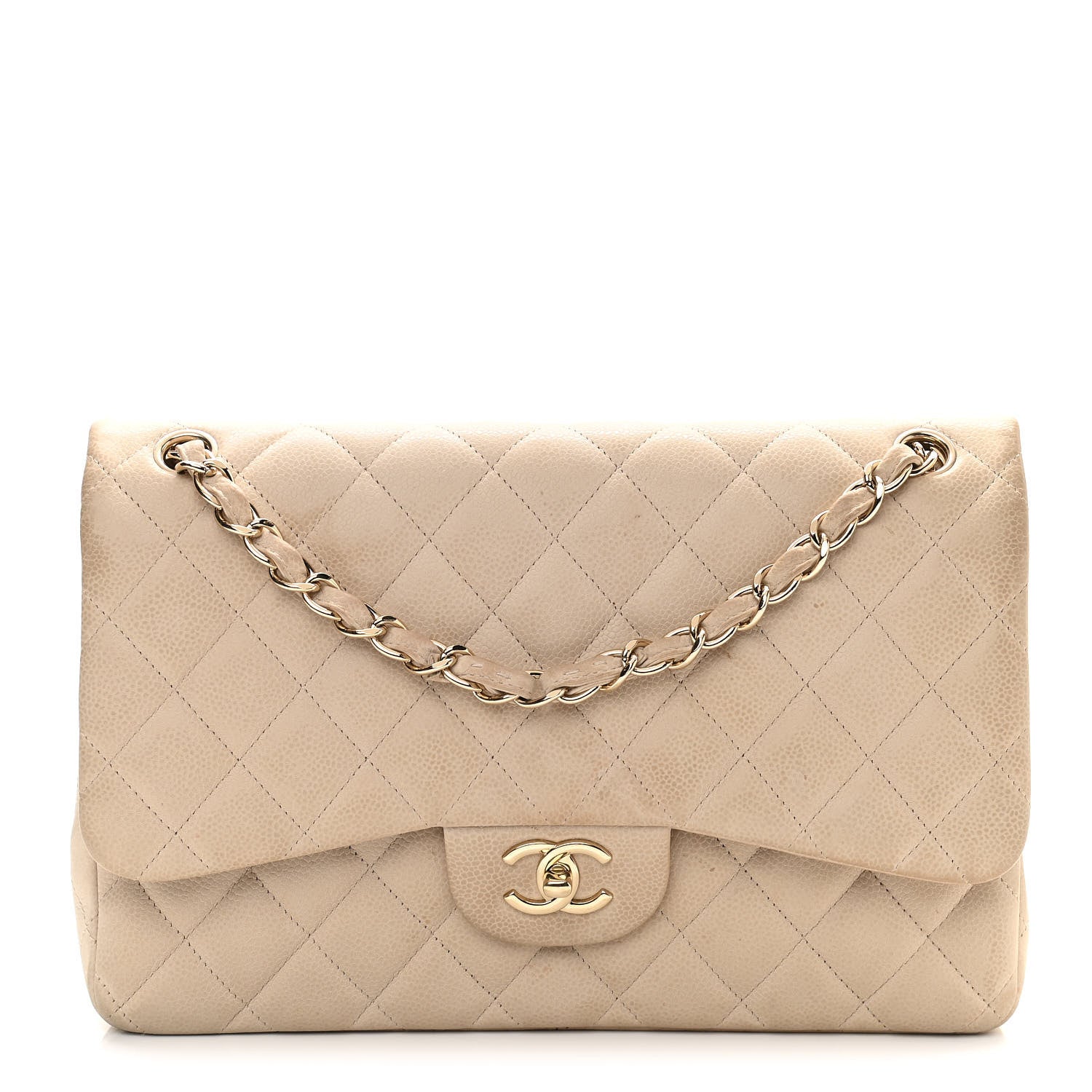 Chanel Iridescent Caviar Quilted Jumbo Double Beige 1 of 17