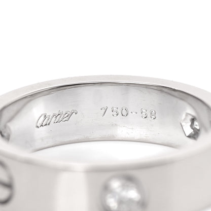 Cartier 18K White Gold 3 Diamond 5.5mm LOVE Ring 58 8.25 5 of 5