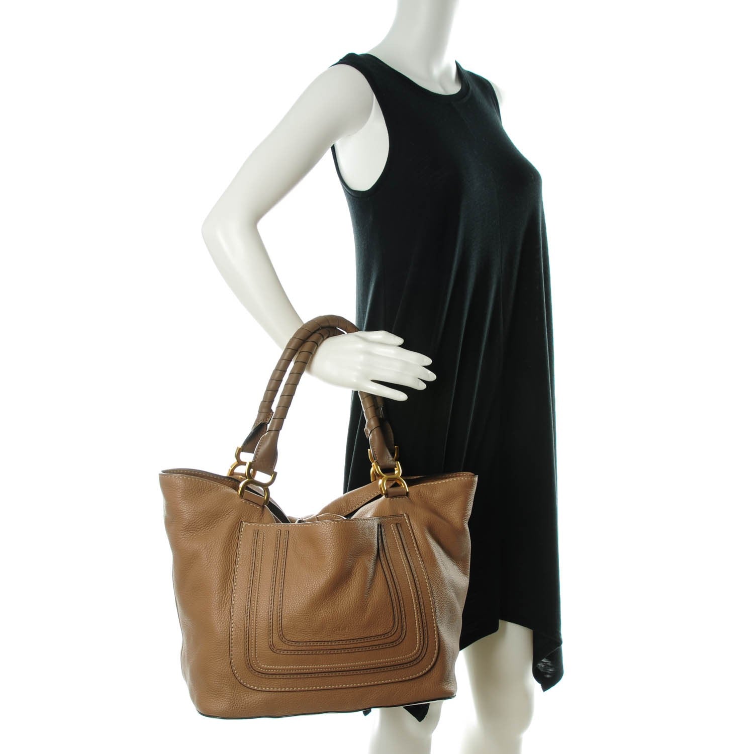 Chloe Calfskin Large New Marcie Tote Nut 2 of 8