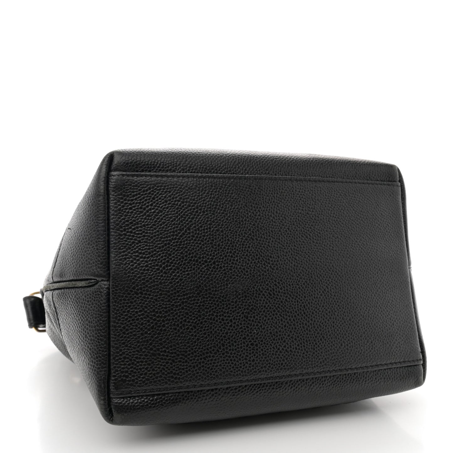 Caviar Logo Drawstring Bucket Bag Black