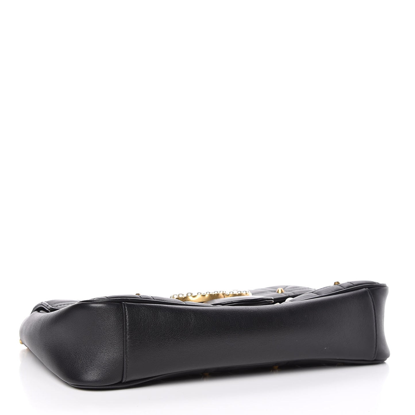 Calfskin Matelasse Studded Medium Pearly GG Marmont Shoulder Bag Black
