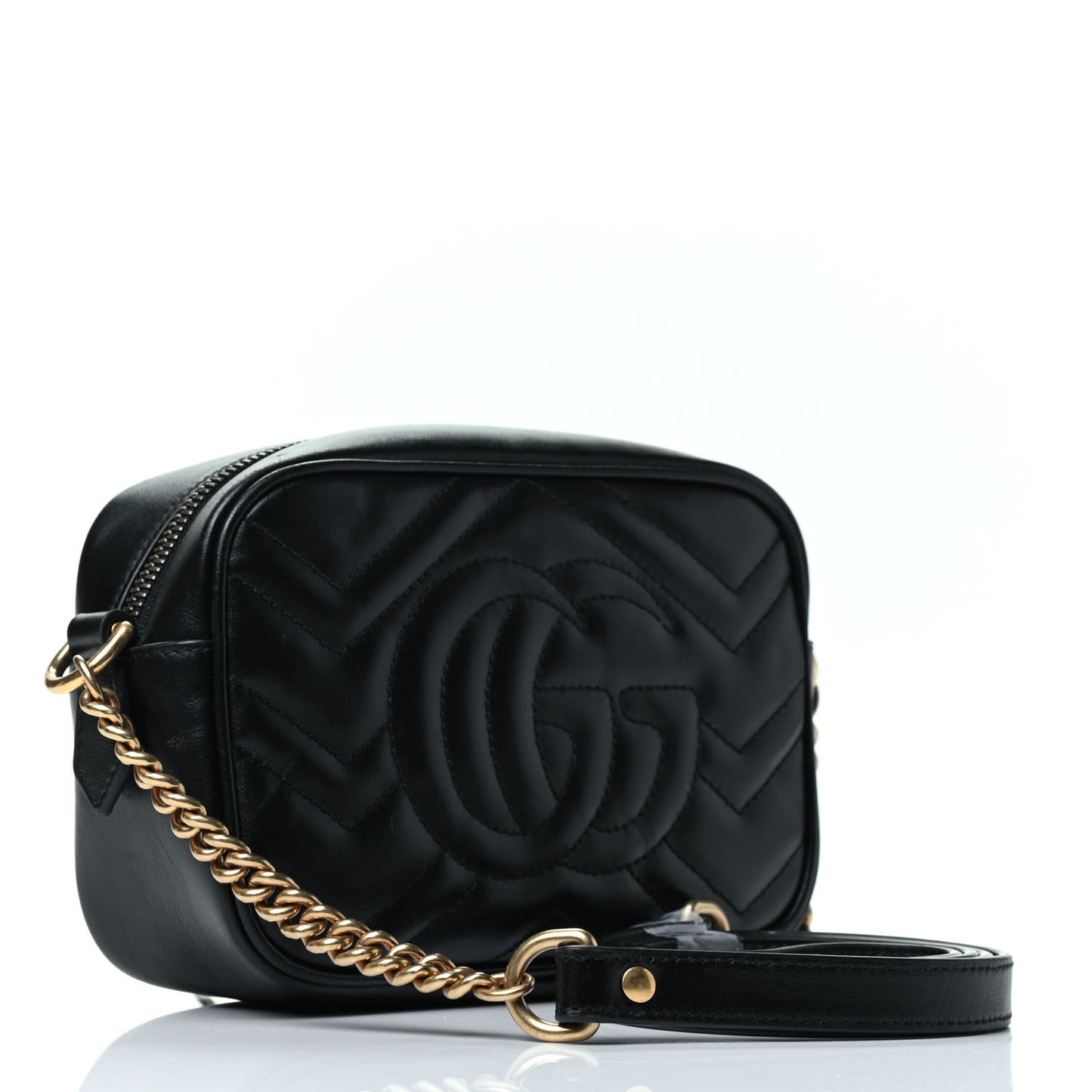 Calfskin Matelasse Mini GG Marmont Chain Shoulder Bag Black