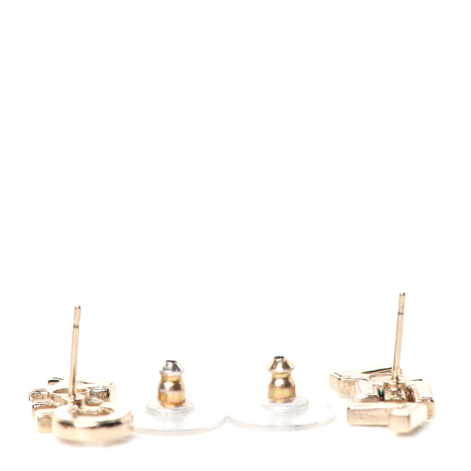 Chanel Crystal Pearl Signature Stud Earrings Gold 3 of 4