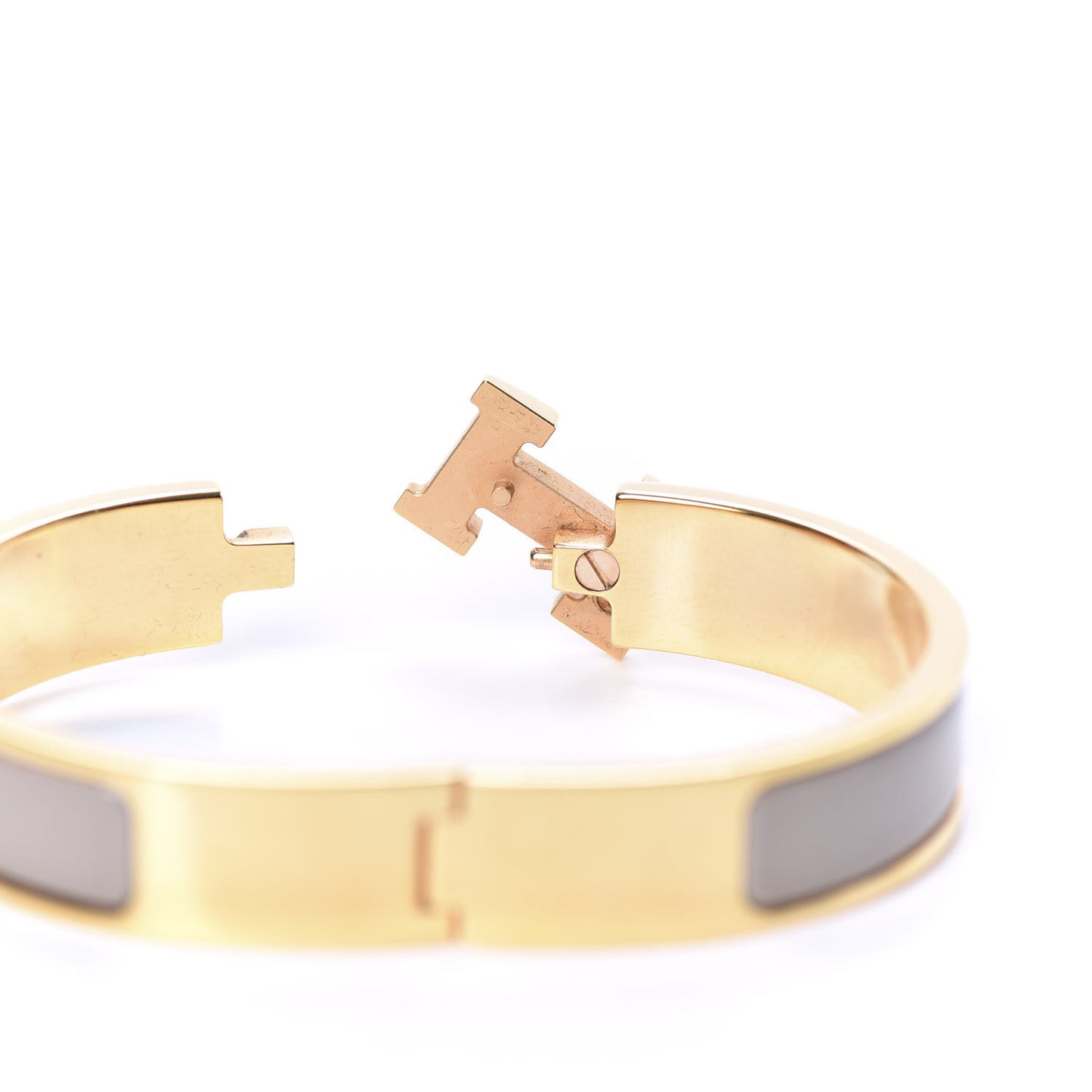 Enamel Clic Clac H Narrow Bracelet PM Marron Glace