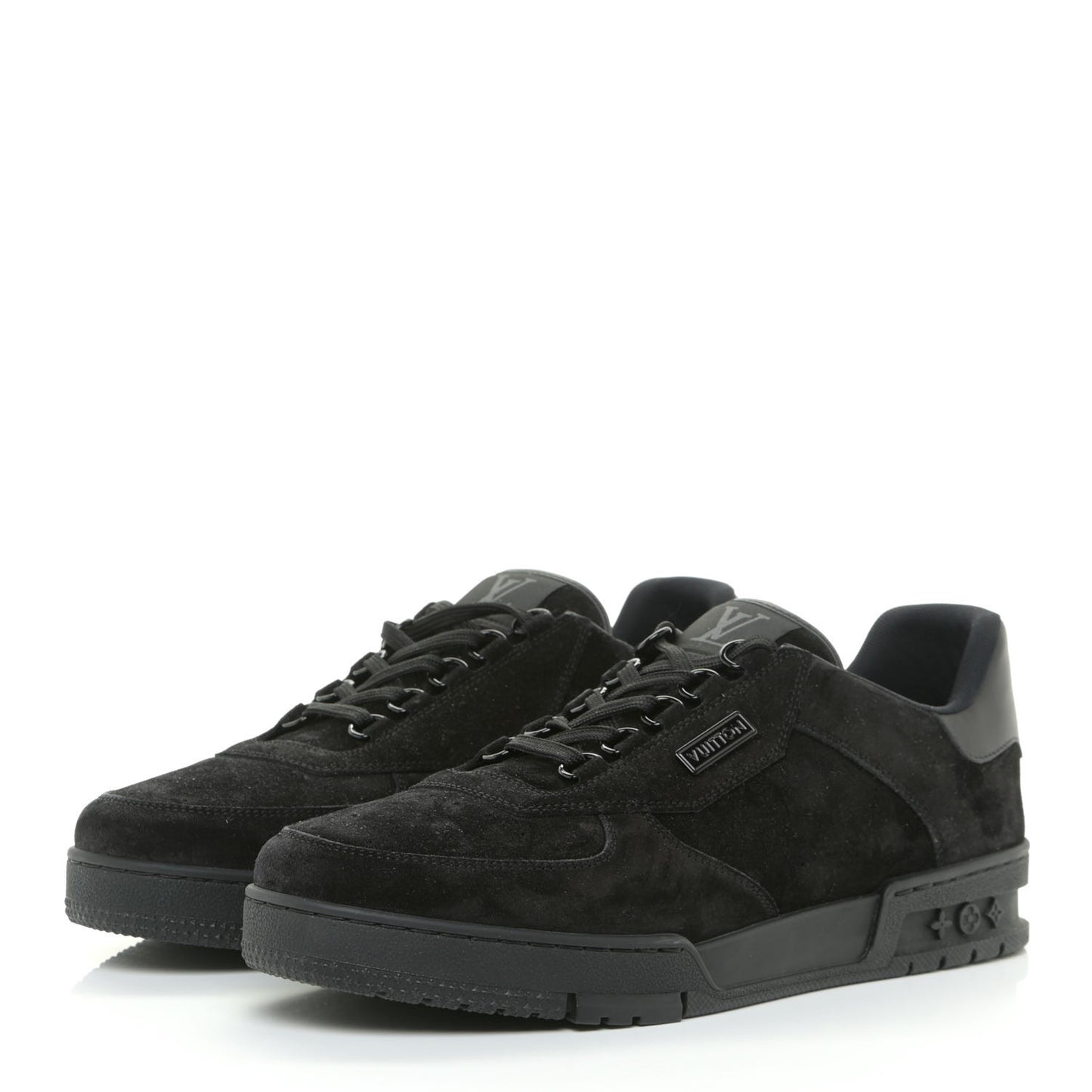 Suede Mens LV Trainer Sneakers 9 Black