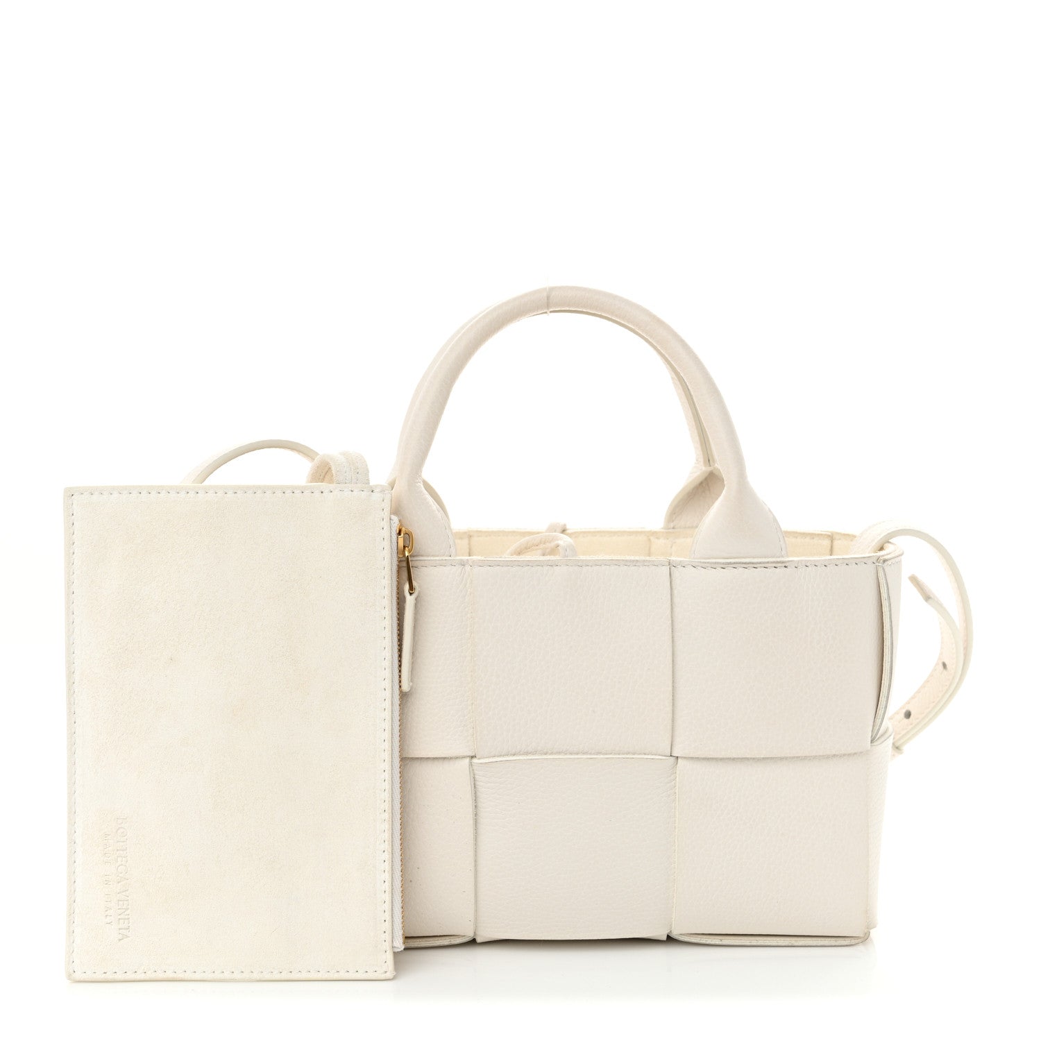Bottega Veneta Lambskin Maxi Intreccio Candy Arco Tote White 3 of 12