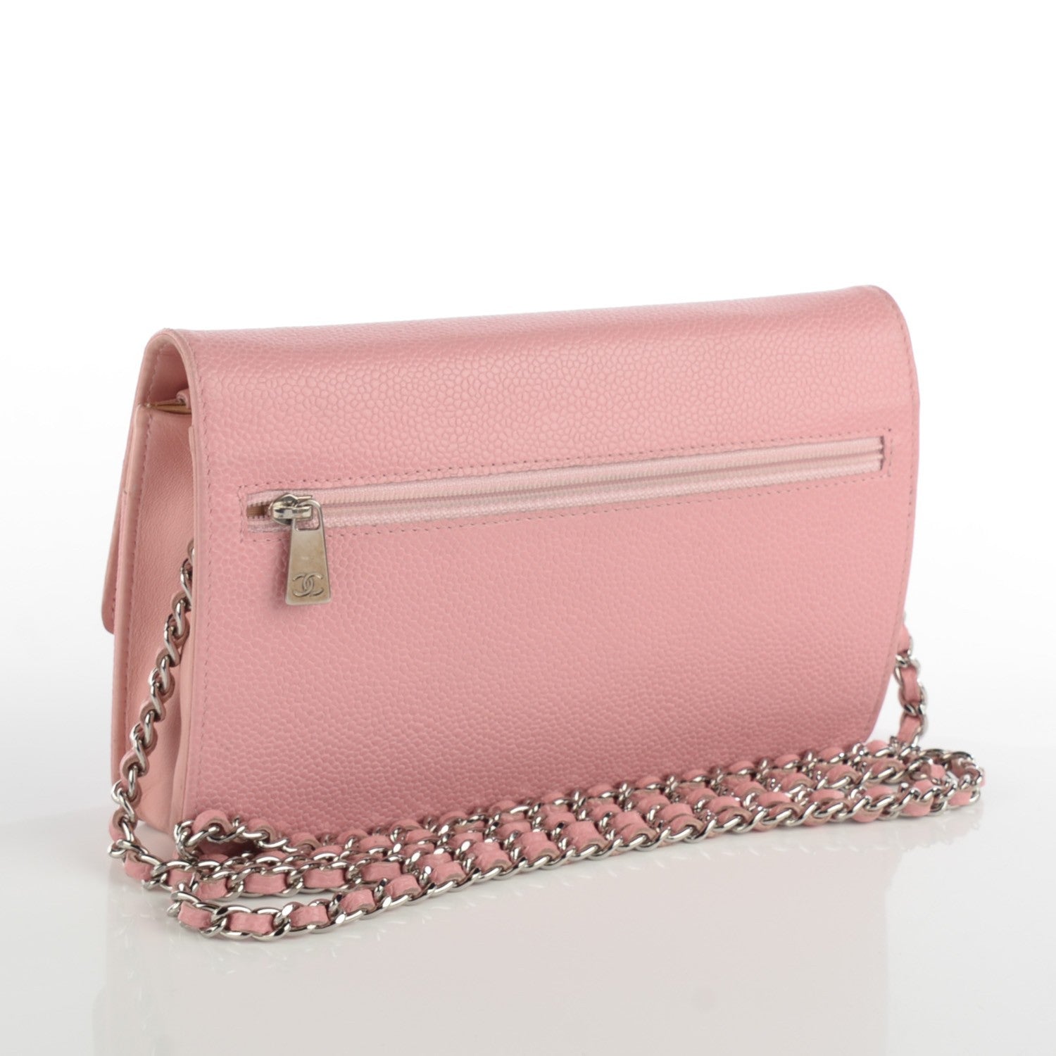Chanel Caviar Timeless CC Wallet on Chain WOC Pink 6 of 12