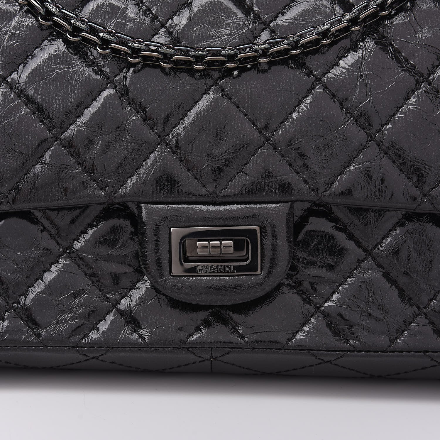 Chanel Glazed Calfskin Quilted 2.55 Reissue 226 Flap So Black 9 of 9