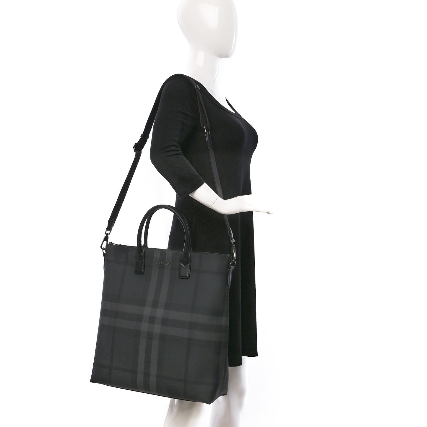 E-Canvas Check Stirling Tote Charcoal