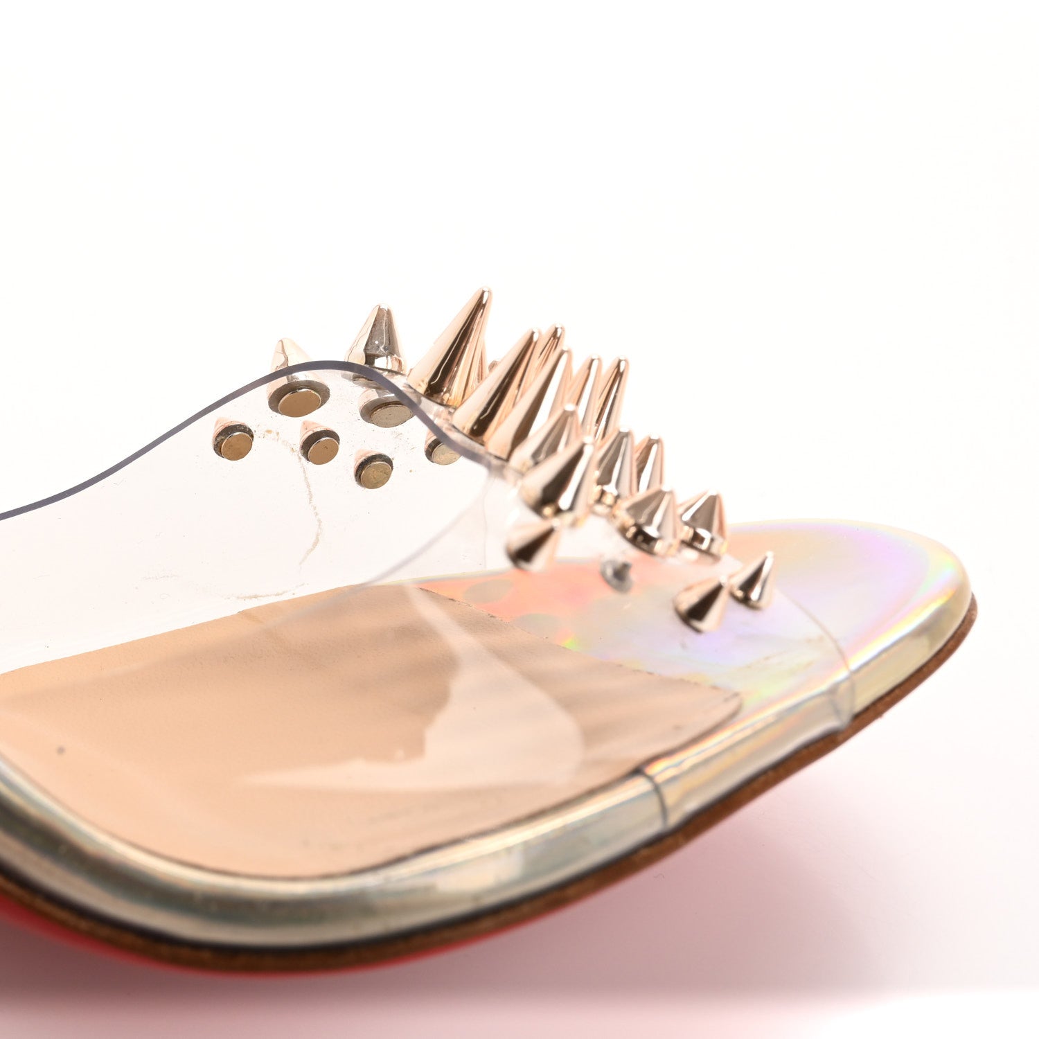 Christian Louboutin PVC Specchio Nappa Laser Barbarissima Sandals 36.5 Nude 10 of 12