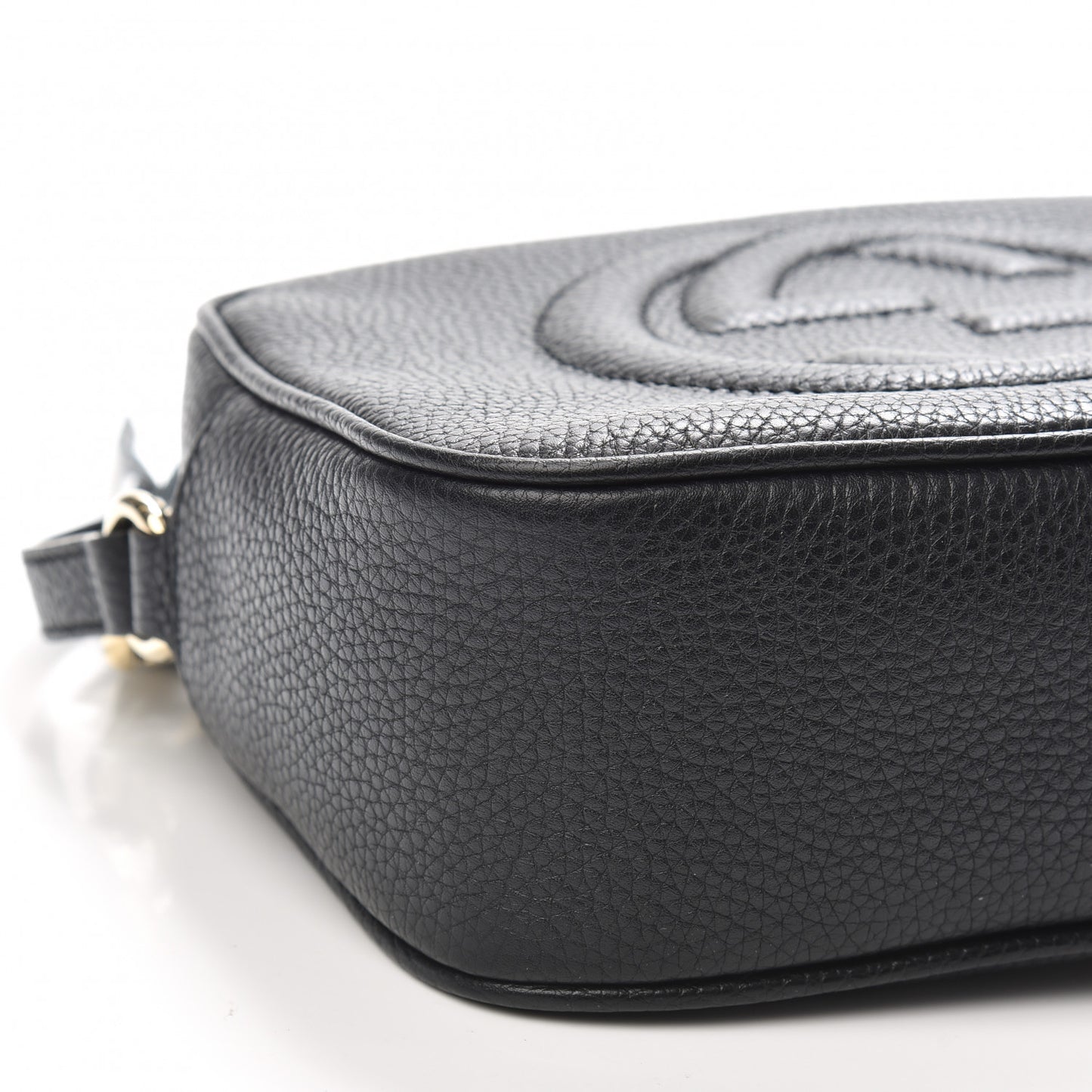 Pebbled Calfskin Small Soho Disco Bag Black