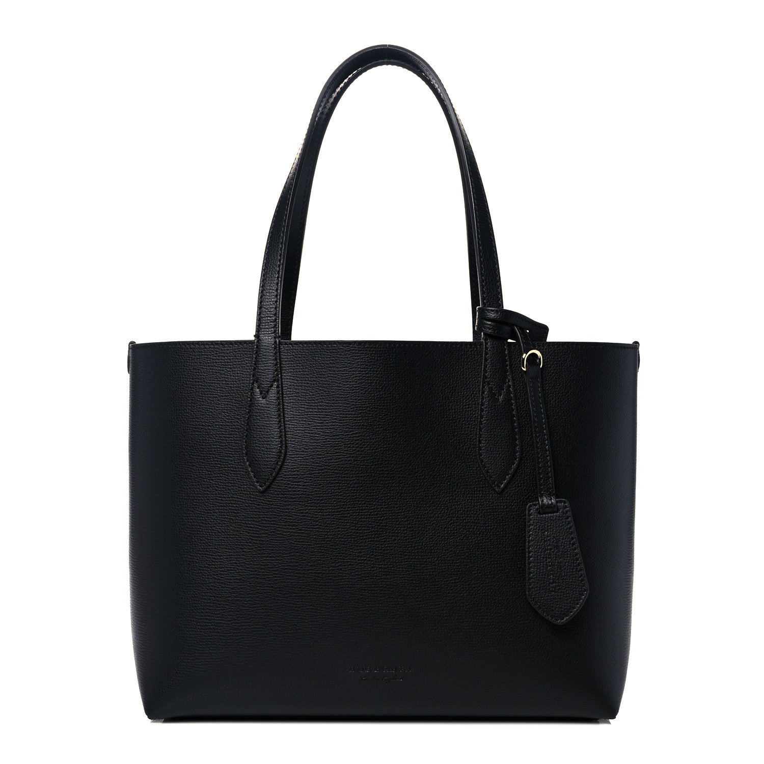 Burberry Grainy Calfskin Haymarket Check Medium Reversible Tote Black 2 of 13